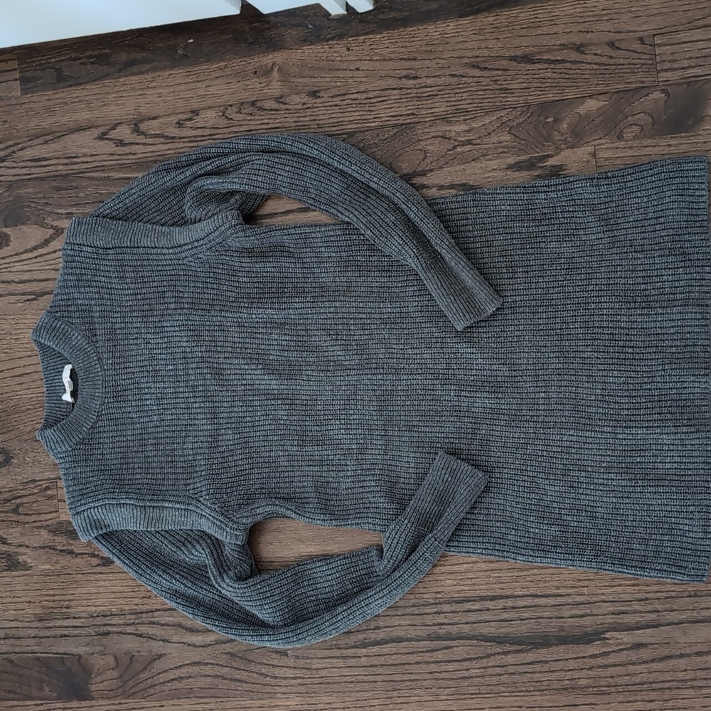 Wayf Charcoal Ribbed Knit Sweater Dress